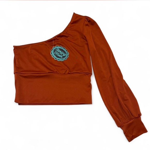 Sterling Kreek Tops - Sterling Kreek On the Horizon One Shoulder Blouse Womens Large Festival Cowgirl